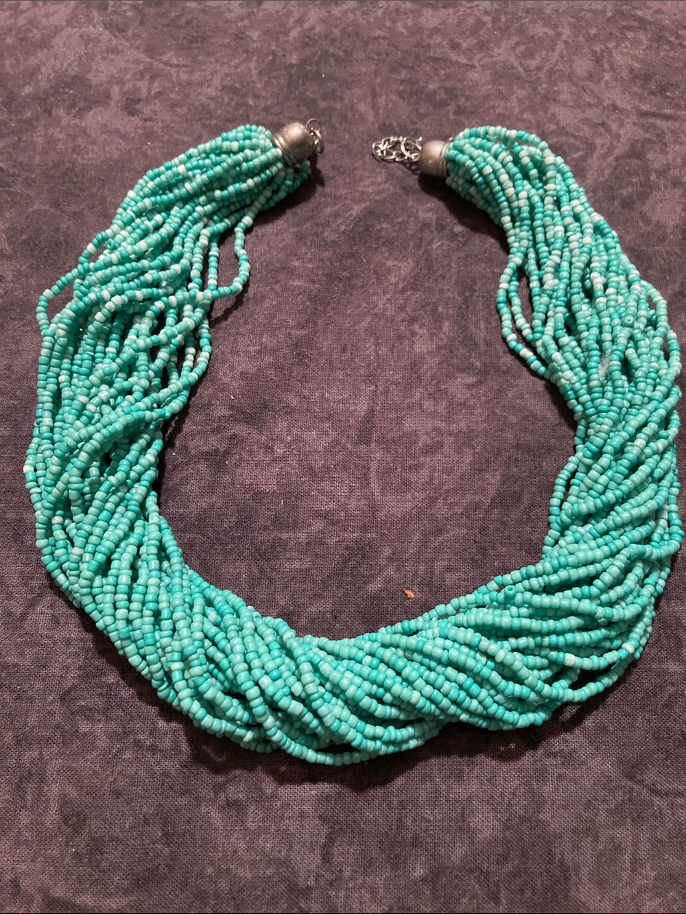 Boho Beaded Multi-Strand Necklace - Turquoise Colored